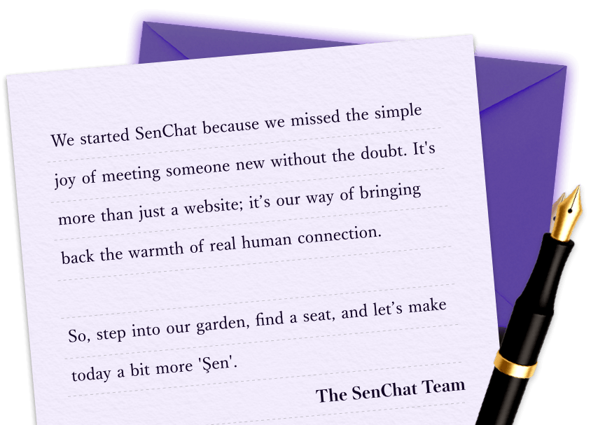 A handwritten letter from the SenChat team